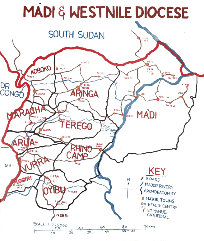 Madi West Nile Diocese map (white)